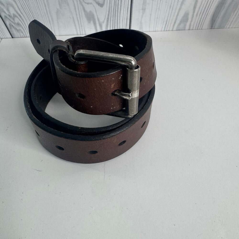 Brown Silver Genuine Leather Work Belt Mens Adjustable Up to 43 Levi’s ?